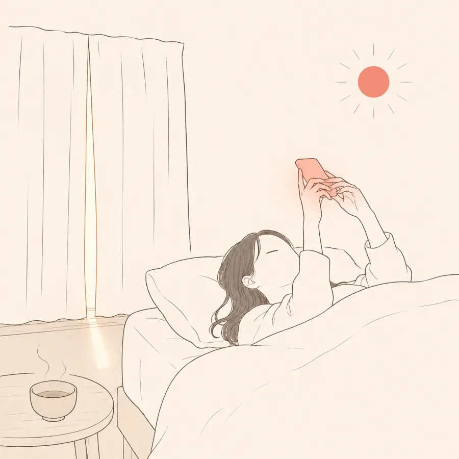 朝イチスマホ反応型 のイメージイラスト