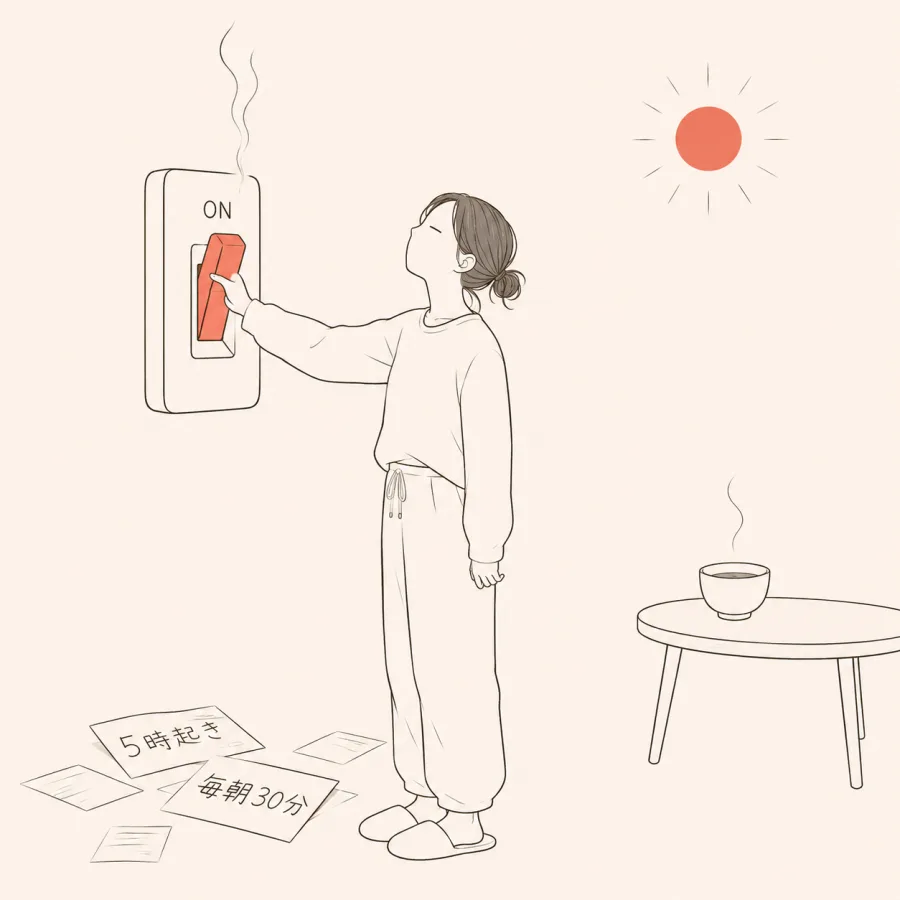 やる気スイッチ燃え尽き型 のイメージイラスト